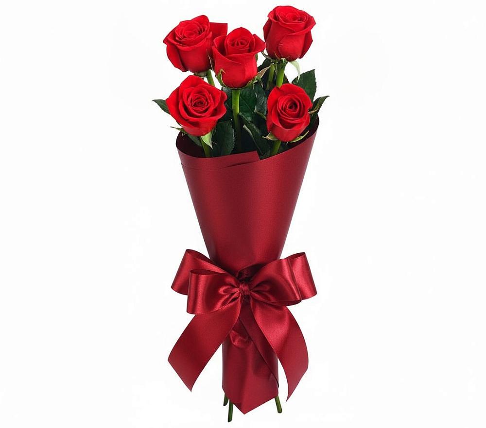 Букет 5 Красных роз Эдлесс Лав в Новосысоевке