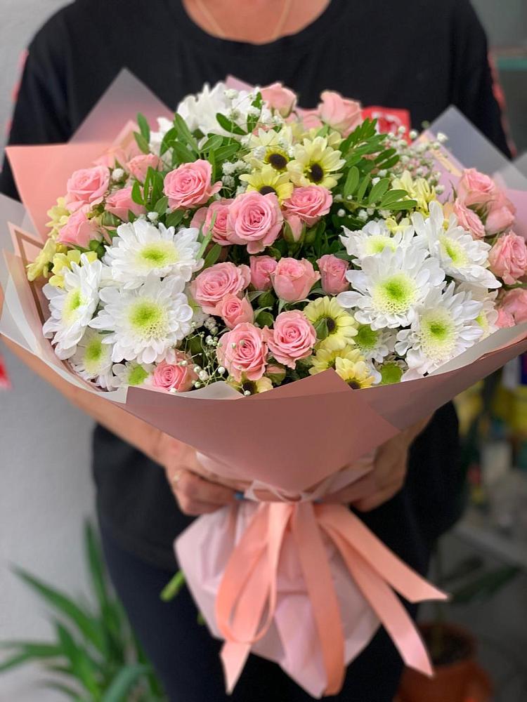 Букет цветов из: Розы и Хризантемы в Новосысоевке