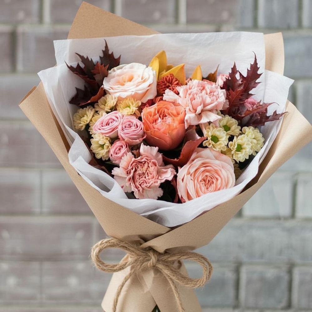 Букет цветов из: Гвоздики, Хризантемы и Розы в Новосысоевке