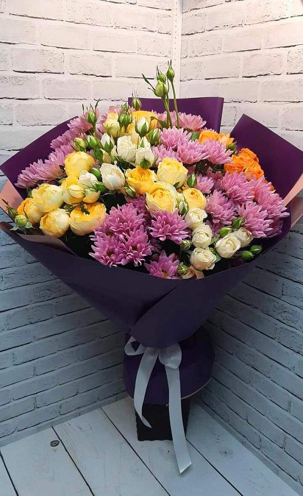 Букет цветов из: Хризантемы и Розы в Новосысоевке