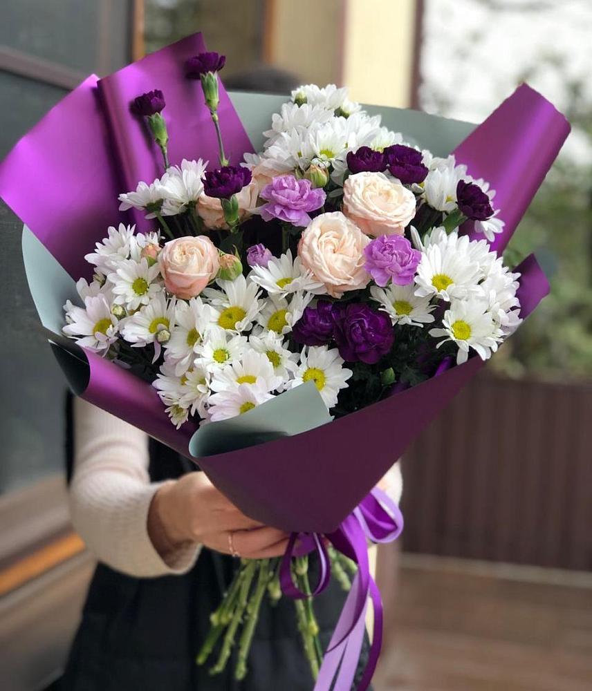 Букет цветов из: Хризантемы, Гвоздики и Розы в Новосысоевке