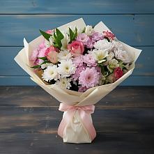 Букет цветов из:  Хризантемы, Альстромерии и Розы в Новосысоевке