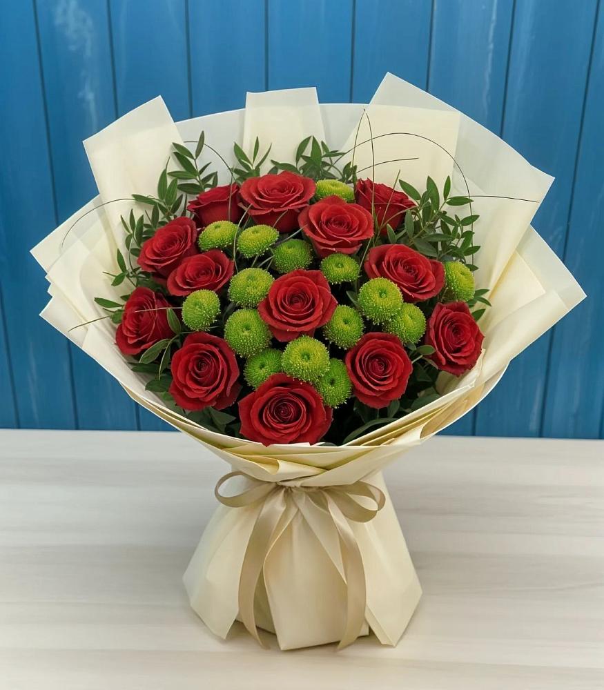 Букет цветов из: Розы и Хризантемы в Новосысоевке