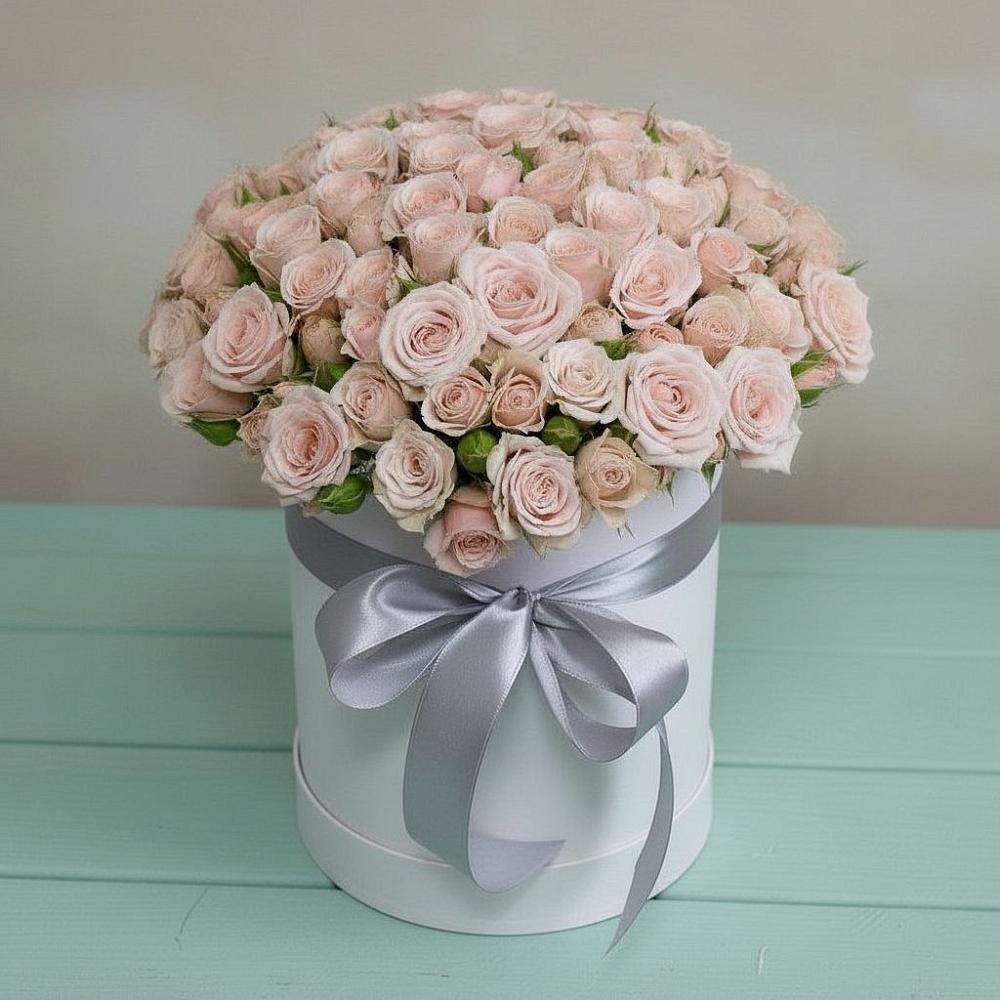 Цветочная композиция из Розы в шляпной коробке в Новосысоевке